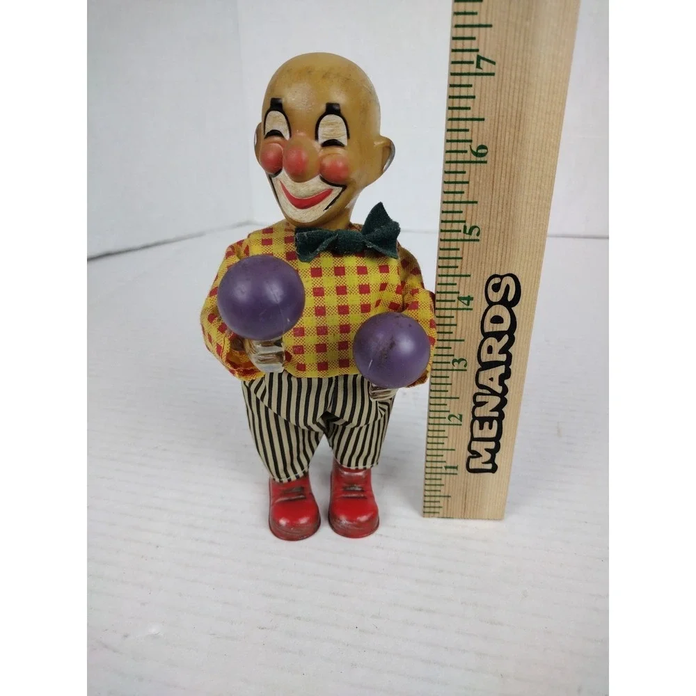 Vintage 1950s Plastic Wind Up Bald Clown Toy 7